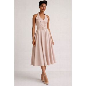 Burberry Vintage Pink Double Breasted Halter Top A-Line Dress